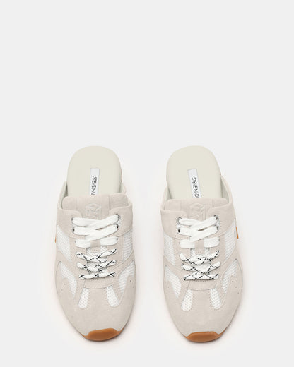 AZIEL MULE White Suede Low-Top Lace-Up Slip-On Women's Sneaker | Steve Madden Latest