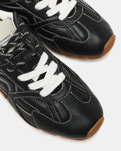AZIEL Black Low-Top Lace-Up Women's Sneakers | Steve Madden Premium