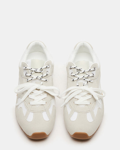 AZIEL White Low-Top Lace-Up Women's Sneakers | Steve Madden Premium