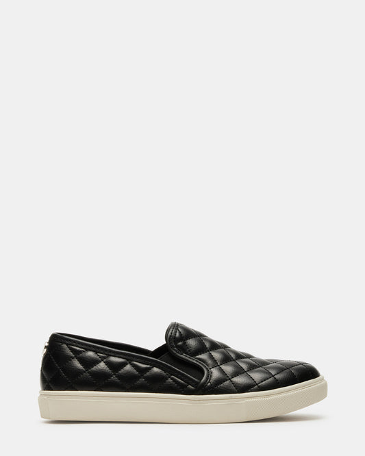 ECENTRCQ Black Leather Women's Slip On Sneakers | Steve Madden Sale