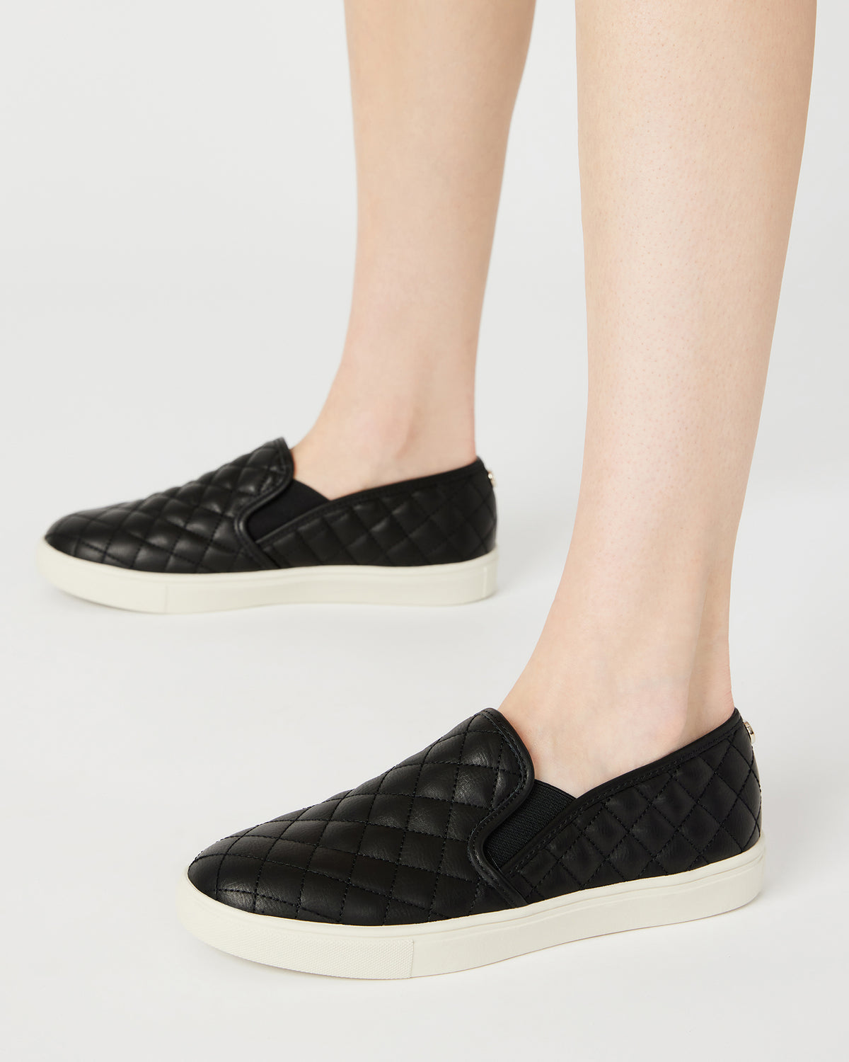 ECENTRCQ Black Leather Women's Slip On Sneakers | Steve Madden Sale
