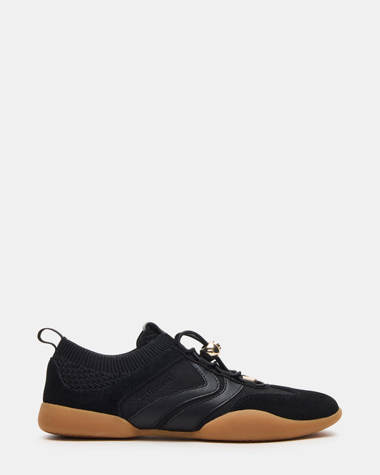 REBOOT Black Glitter Black Low-Top Lace-Up Women's Sneaker | Steve Madden Deals