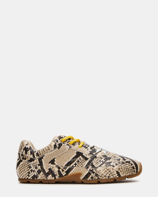 AZIEL Tan Snake Low-Top Lace-Up Women's Sneakers | Steve Madden Popular