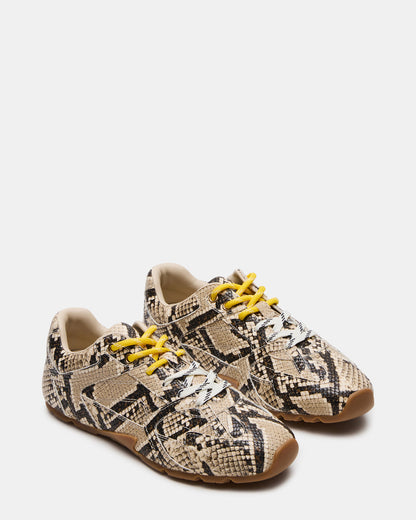 AZIEL Tan Snake Low-Top Lace-Up Women's Sneakers | Steve Madden Popular