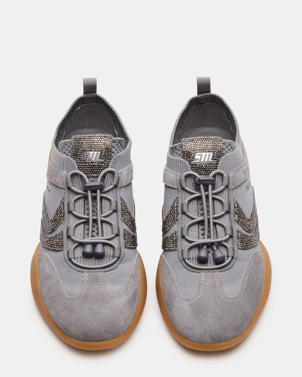 REBOOT Grey Rhinestones Low-Top Lace-Up Women's Sneaker | Steve Madden Premium
