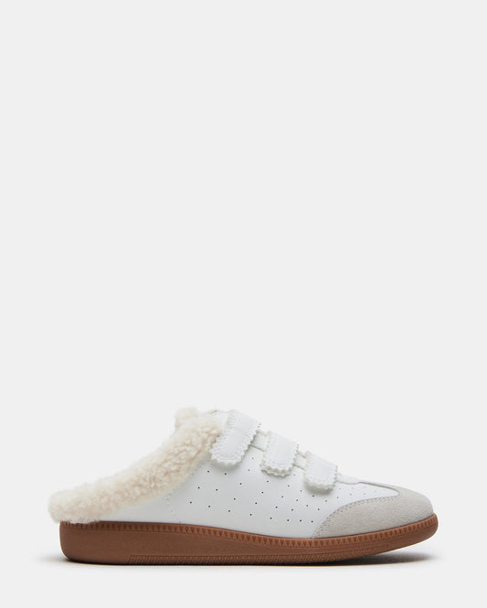 MEMENTO Faux Fur White Multi Slip-On Women's Sneaker | Steve Madden Essential