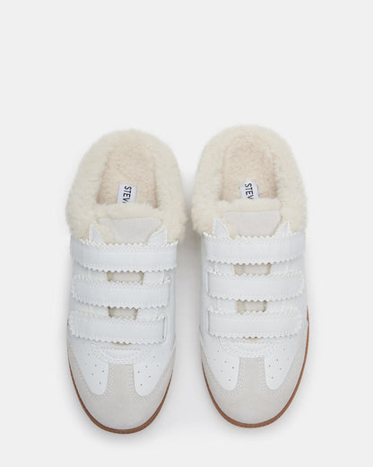 MEMENTO Faux Fur White Multi Slip-On Women's Sneaker | Steve Madden Essential