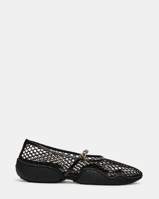 VICKEE Black Mesh Mary Jane Buckle Chunky Sole Ballet Women's Sneaker | Steve Madden Discount