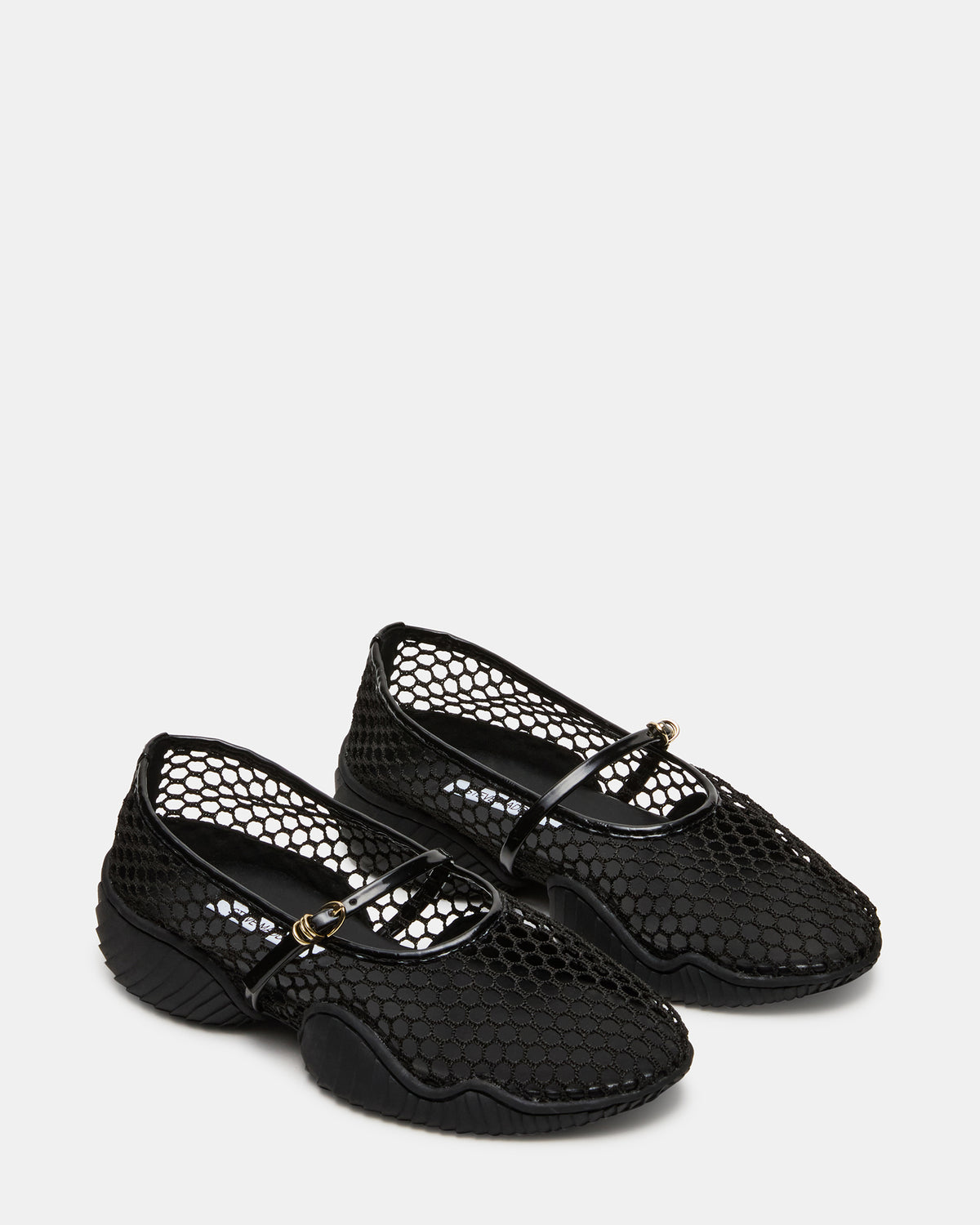 VICKEE Black Mesh Mary Jane Buckle Chunky Sole Ballet Women's Sneaker | Steve Madden Discount