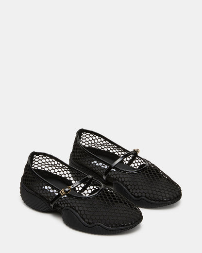 VICKEE Black Mesh Mary Jane Buckle Chunky Sole Ballet Women's Sneaker | Steve Madden Discount