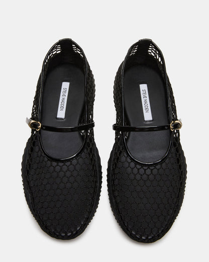 VICKEE Black Mesh Mary Jane Buckle Chunky Sole Ballet Women's Sneaker | Steve Madden Discount