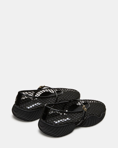 VICKEE Black Mesh Mary Jane Buckle Chunky Sole Ballet Women's Sneaker | Steve Madden Discount