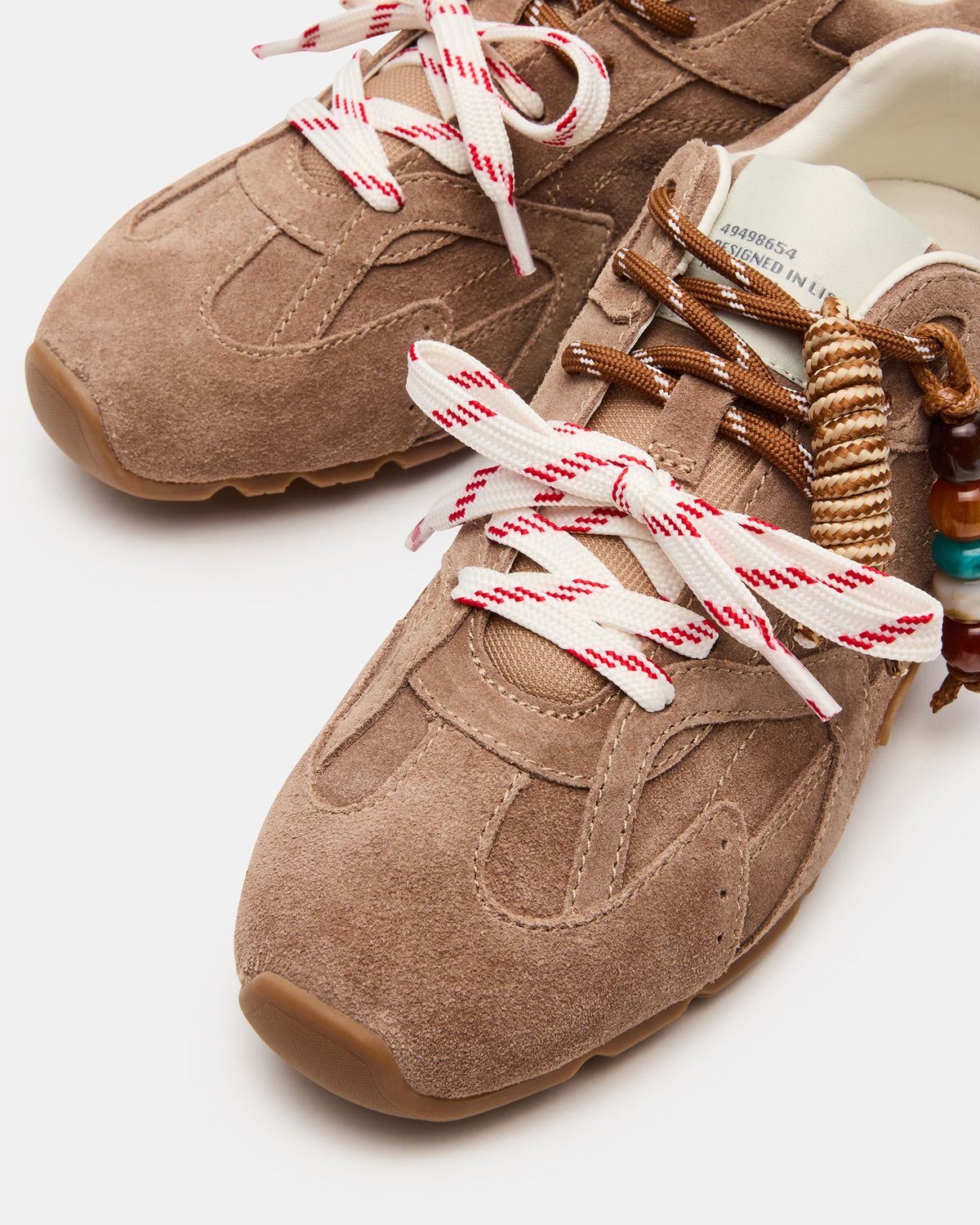 AZIEL Charm Taupe Suede Low-Top Lace-Up Women's Sneakers | Steve Madden Top Pick