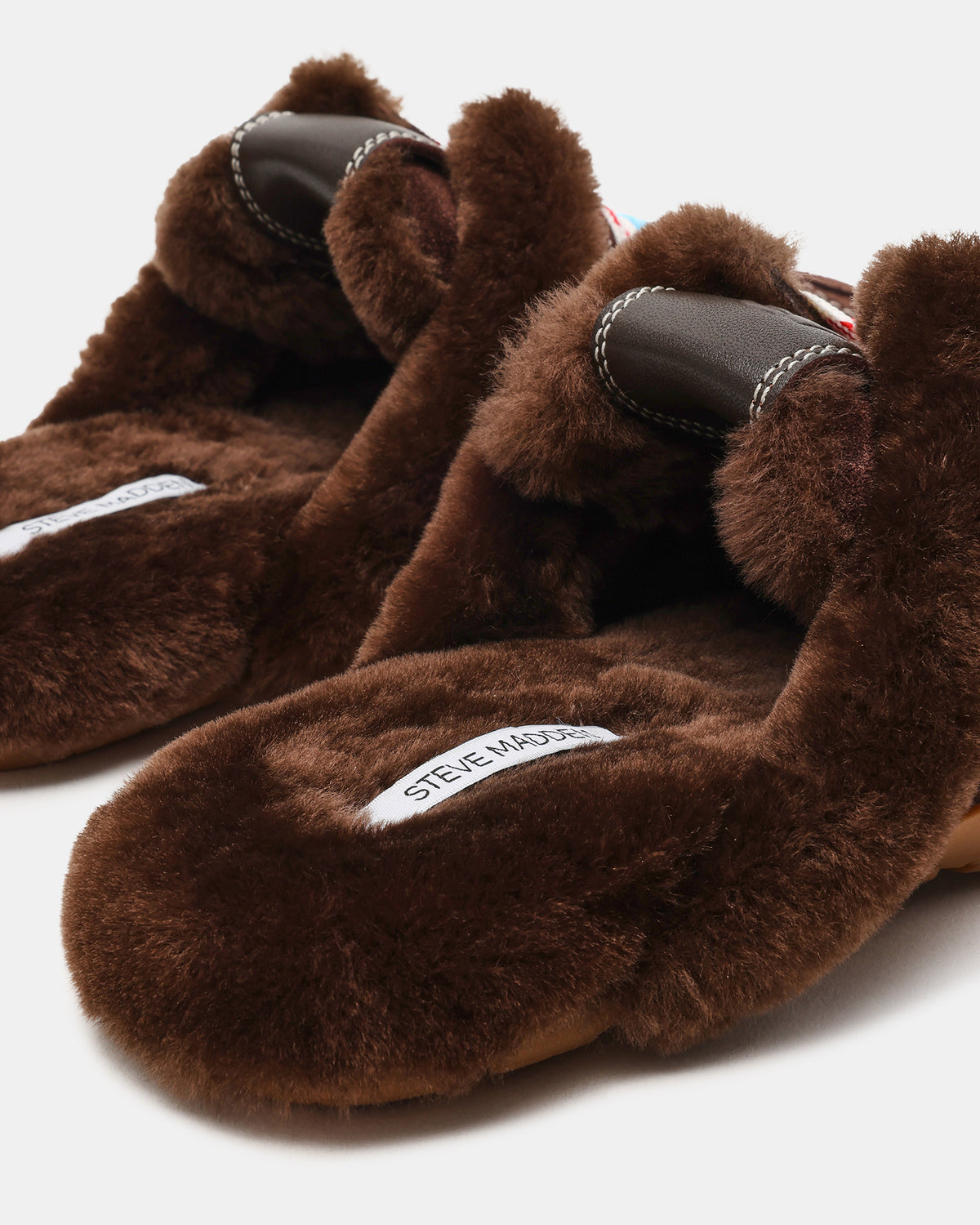 AZIEL MULE Faux Fur Chocolate Brown Suede Low-Top Lace-Up Slip-On Women's Sneaker | Steve Madden Top Pick