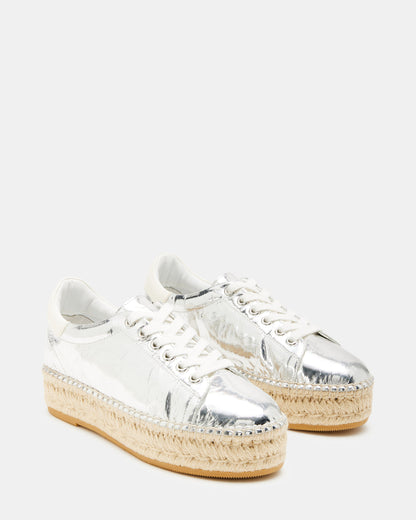 BECKY Silver Multi Women's Espadrille Platform Casual Sneakers | Steve Madden Latest