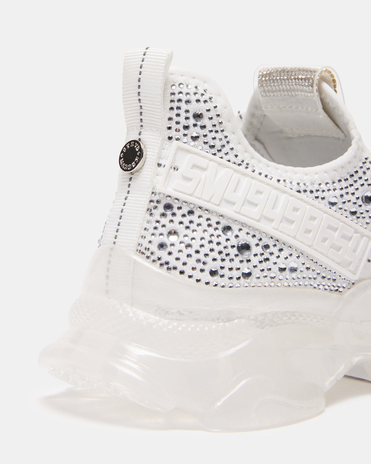 MAXIMA White Rhinestones Sneakers | Women's Sneakers | Steve Madden Quality