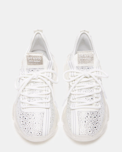 MAXIMA White Rhinestones Sneakers | Women's Sneakers | Steve Madden Quality