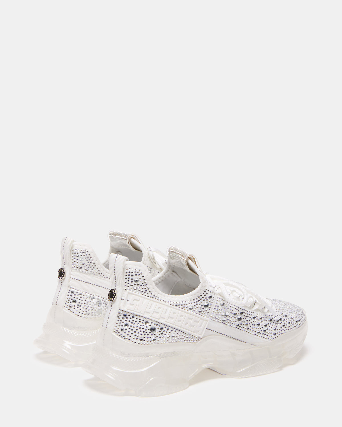 MAXIMA White Rhinestones Sneakers | Women's Sneakers | Steve Madden Quality