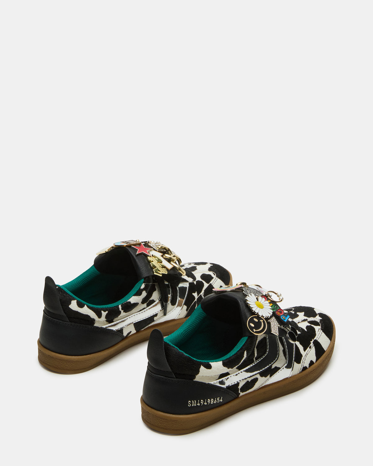 WYATT Black Cow Print Lace-Up Low-Top Pin Women's Sneaker | Steve Madden Everyday