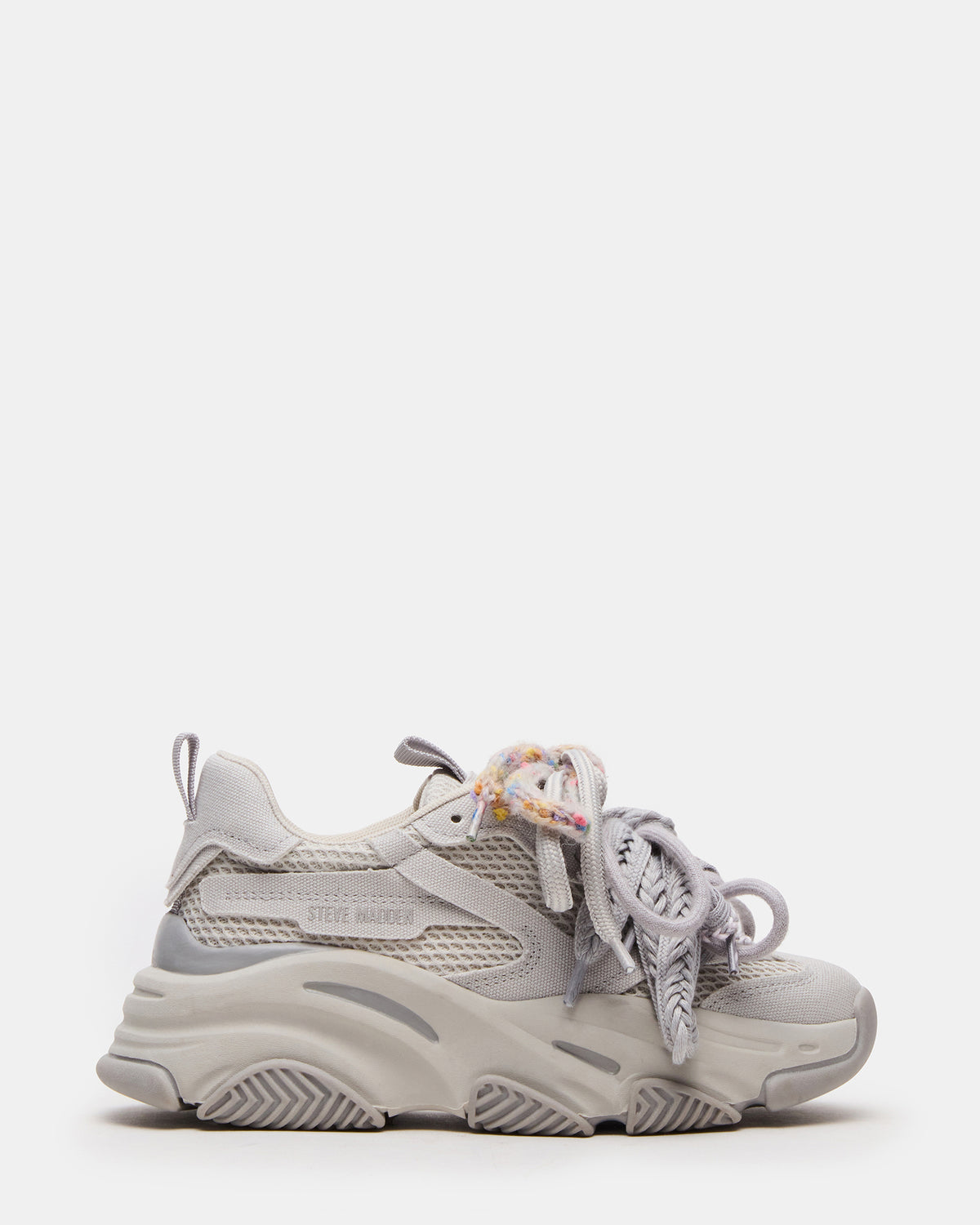 PRYCE Grey Low-Top Lace-Up Chunky Platform Women's Sneaker | Steve Madden Exclusive