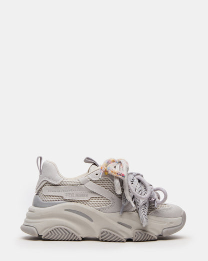 PRYCE Grey Low-Top Lace-Up Chunky Platform Women's Sneaker | Steve Madden Exclusive