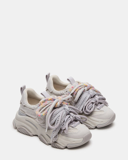 PRYCE Grey Low-Top Lace-Up Chunky Platform Women's Sneaker | Steve Madden Exclusive
