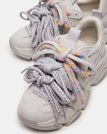 PRYCE Grey Low-Top Lace-Up Chunky Platform Women's Sneaker | Steve Madden Exclusive
