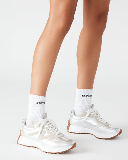 CAMPO Silver Lace-Up Women's Sneaker | Steve Madden Sale
