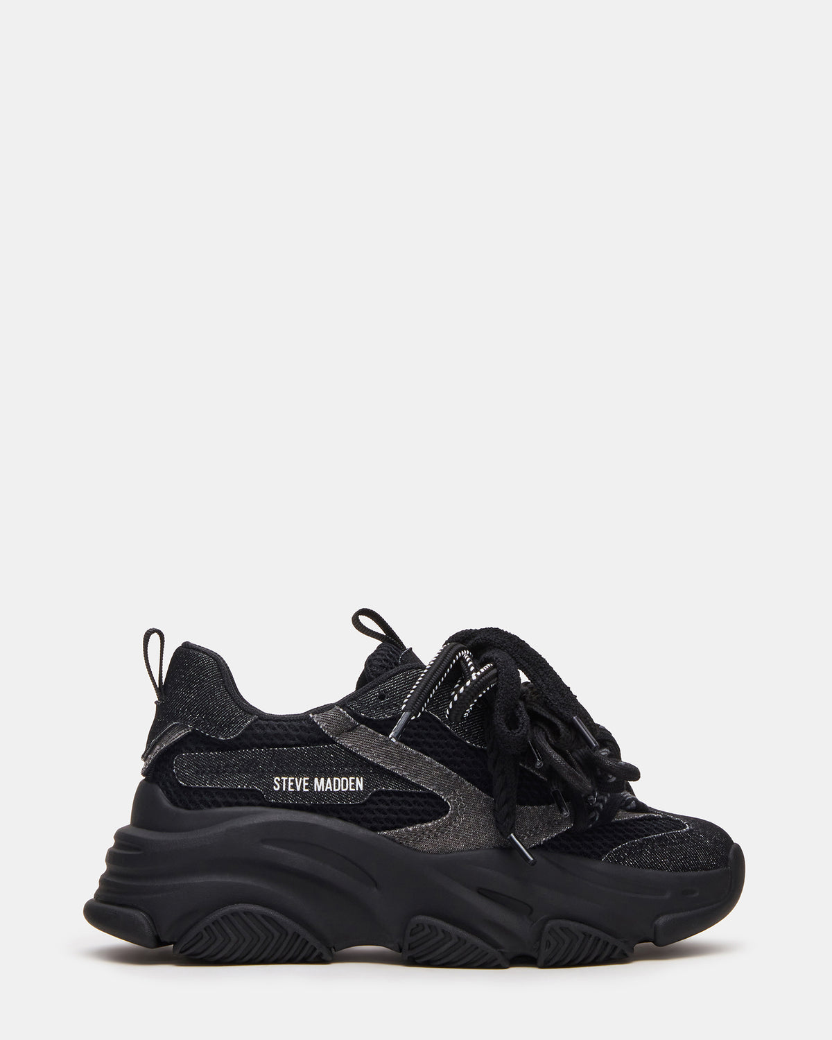 PRYCE Black Low-Top Lace-Up Chunky Platform Women's Sneaker | Steve Madden Quality