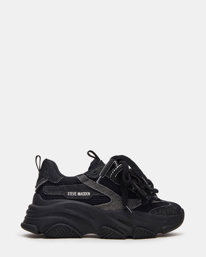 PRYCE Black Low-Top Lace-Up Chunky Platform Women's Sneaker | Steve Madden Quality