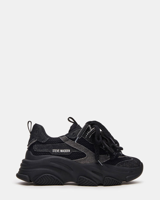 PRYCE Black Low-Top Lace-Up Chunky Platform Women's Sneaker | Steve Madden Quality
