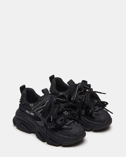 PRYCE Black Low-Top Lace-Up Chunky Platform Women's Sneaker | Steve Madden Quality