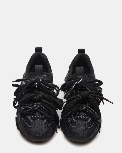 PRYCE Black Low-Top Lace-Up Chunky Platform Women's Sneaker | Steve Madden Quality