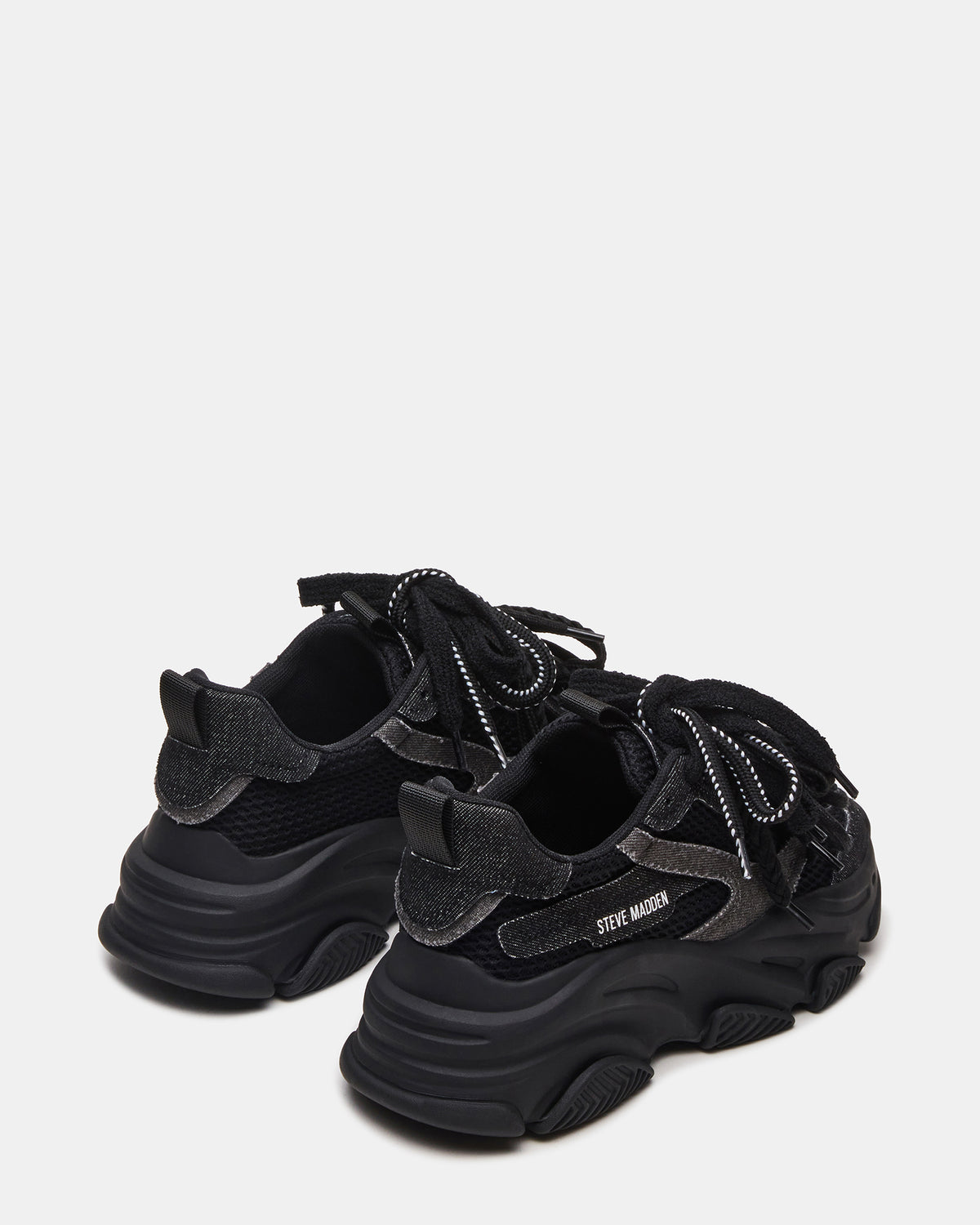 PRYCE Black Low-Top Lace-Up Chunky Platform Women's Sneaker | Steve Madden Quality