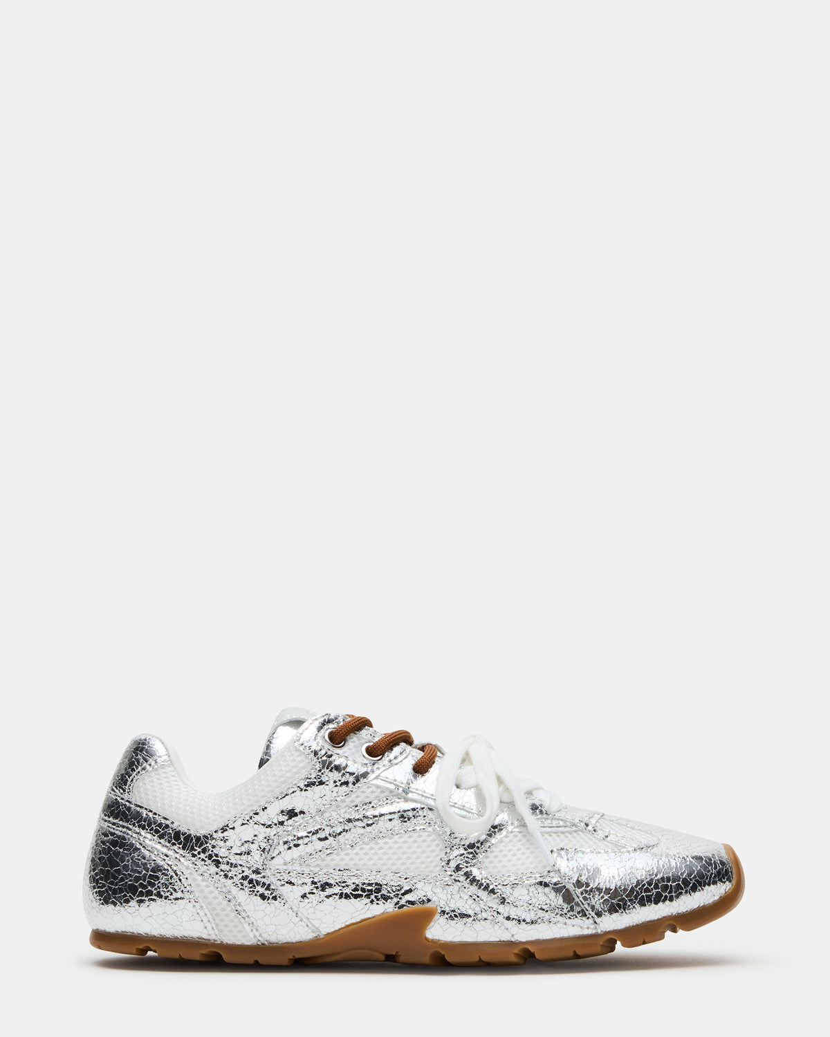 AZIEL Silver Low-Top Lace-Up Women's Sneakers | Steve Madden Best Price