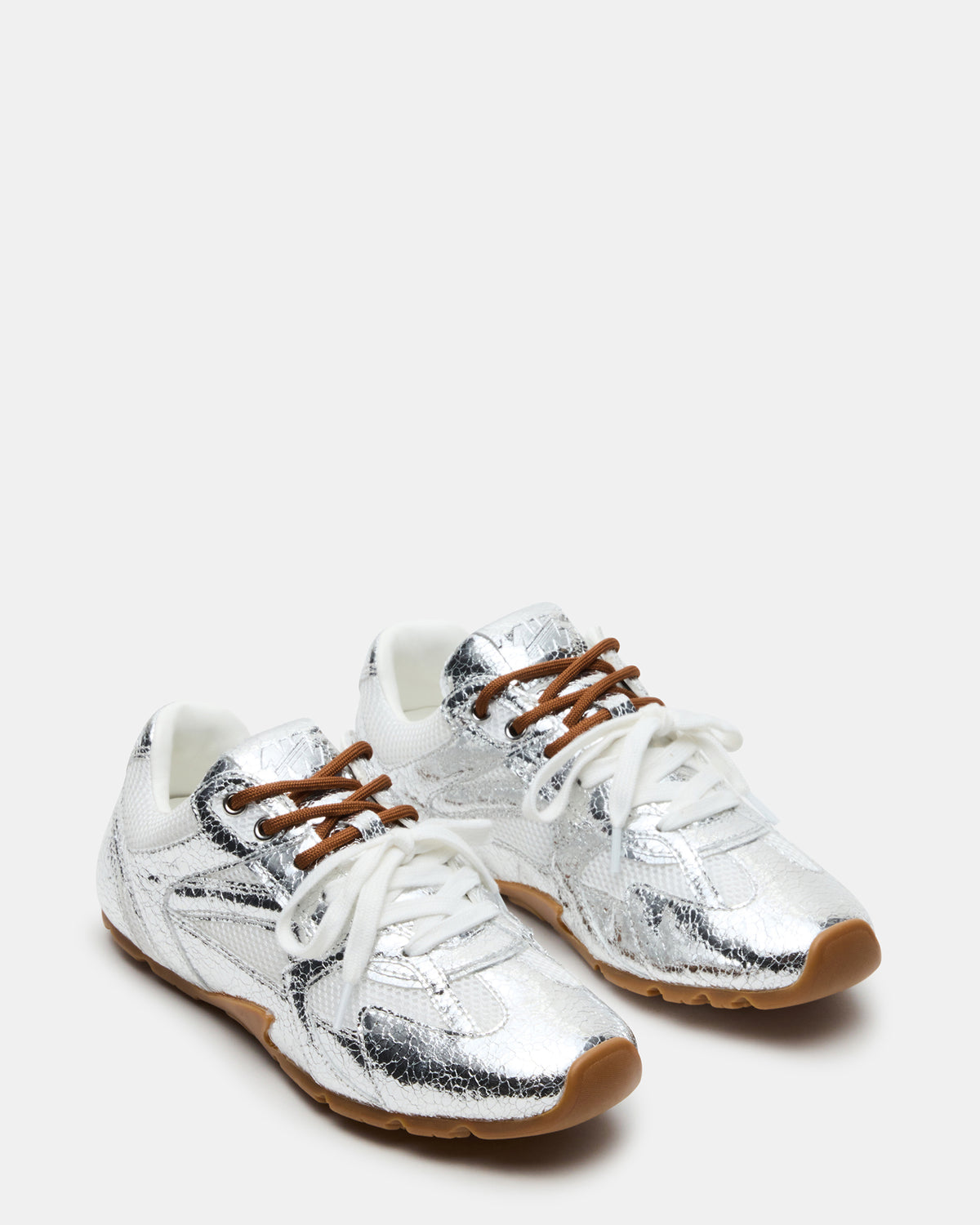AZIEL Silver Low-Top Lace-Up Women's Sneakers | Steve Madden Best Price