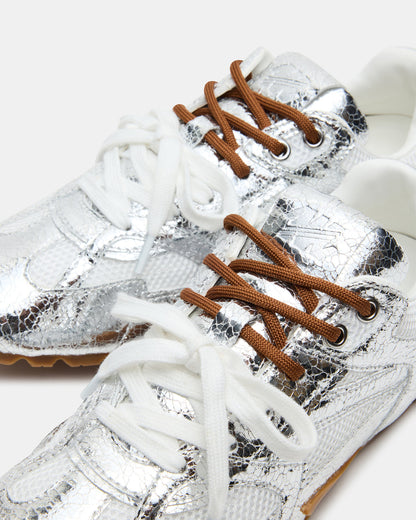 AZIEL Silver Low-Top Lace-Up Women's Sneakers | Steve Madden Best Price