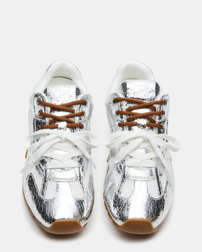 AZIEL Silver Low-Top Lace-Up Women's Sneakers | Steve Madden Best Price
