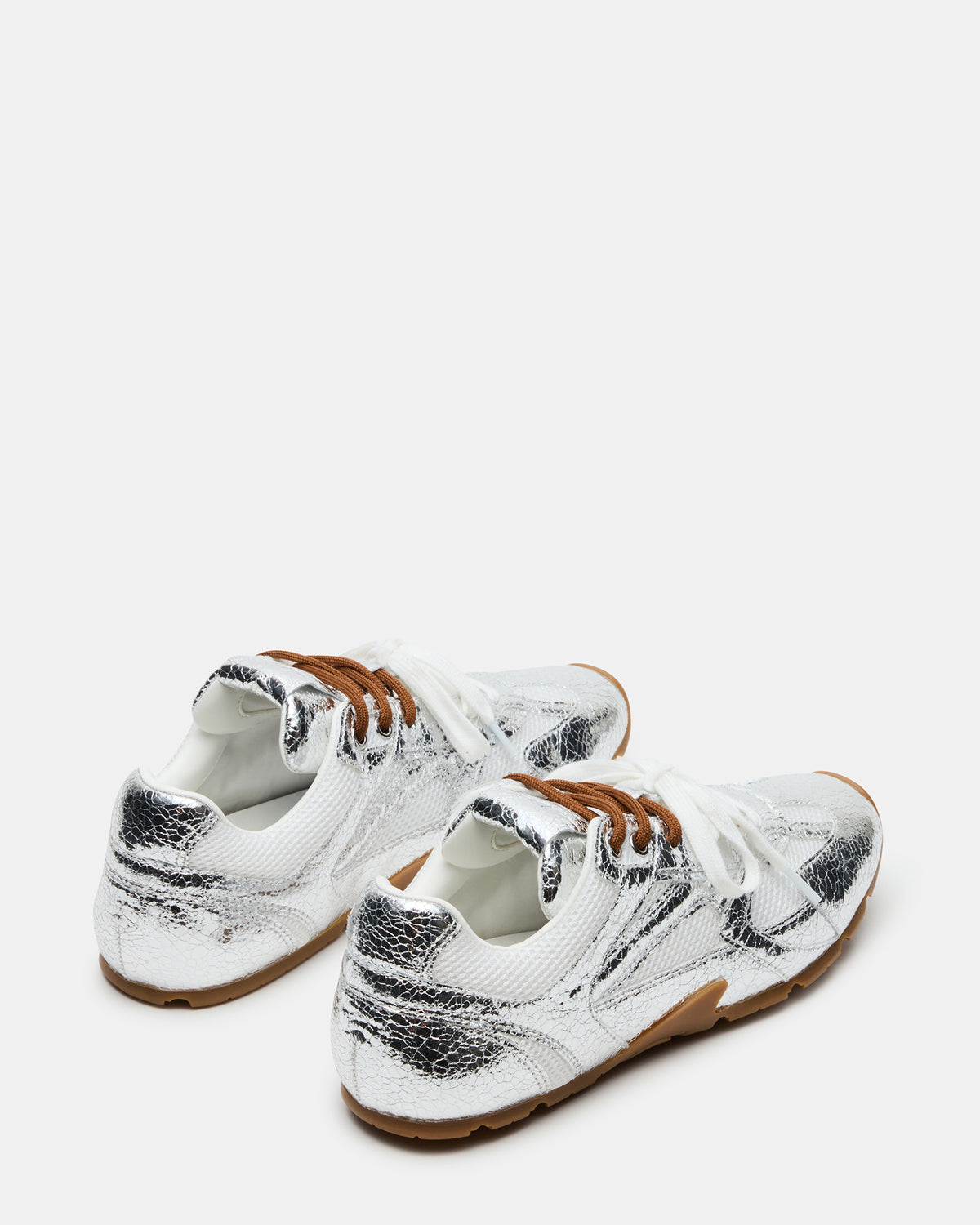 AZIEL Silver Low-Top Lace-Up Women's Sneakers | Steve Madden Best Price