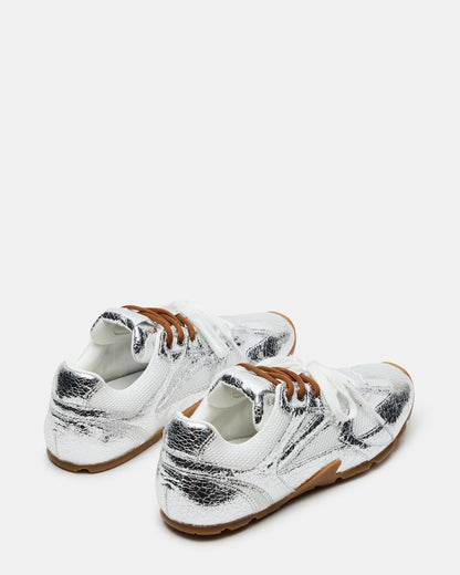 AZIEL Silver Low-Top Lace-Up Women's Sneakers | Steve Madden Best Price