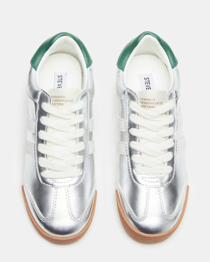 HUDSIN Silver Multi Women's Lace-Up Low-Top Sneaker | Steve Madden Customer Favorite