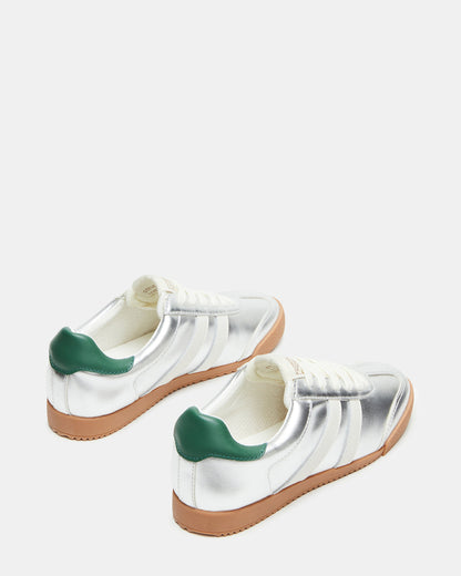HUDSIN Silver Multi Women's Lace-Up Low-Top Sneaker | Steve Madden Customer Favorite