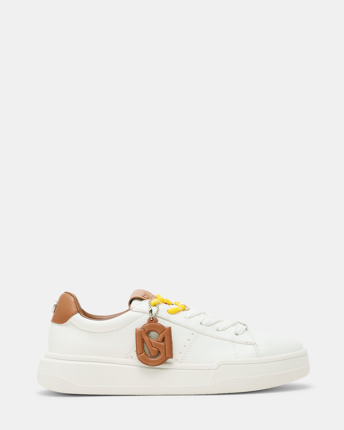 MARVIN White/Tan Low-Top Lace-Up Women's Sneaker | Steve Madden Signature