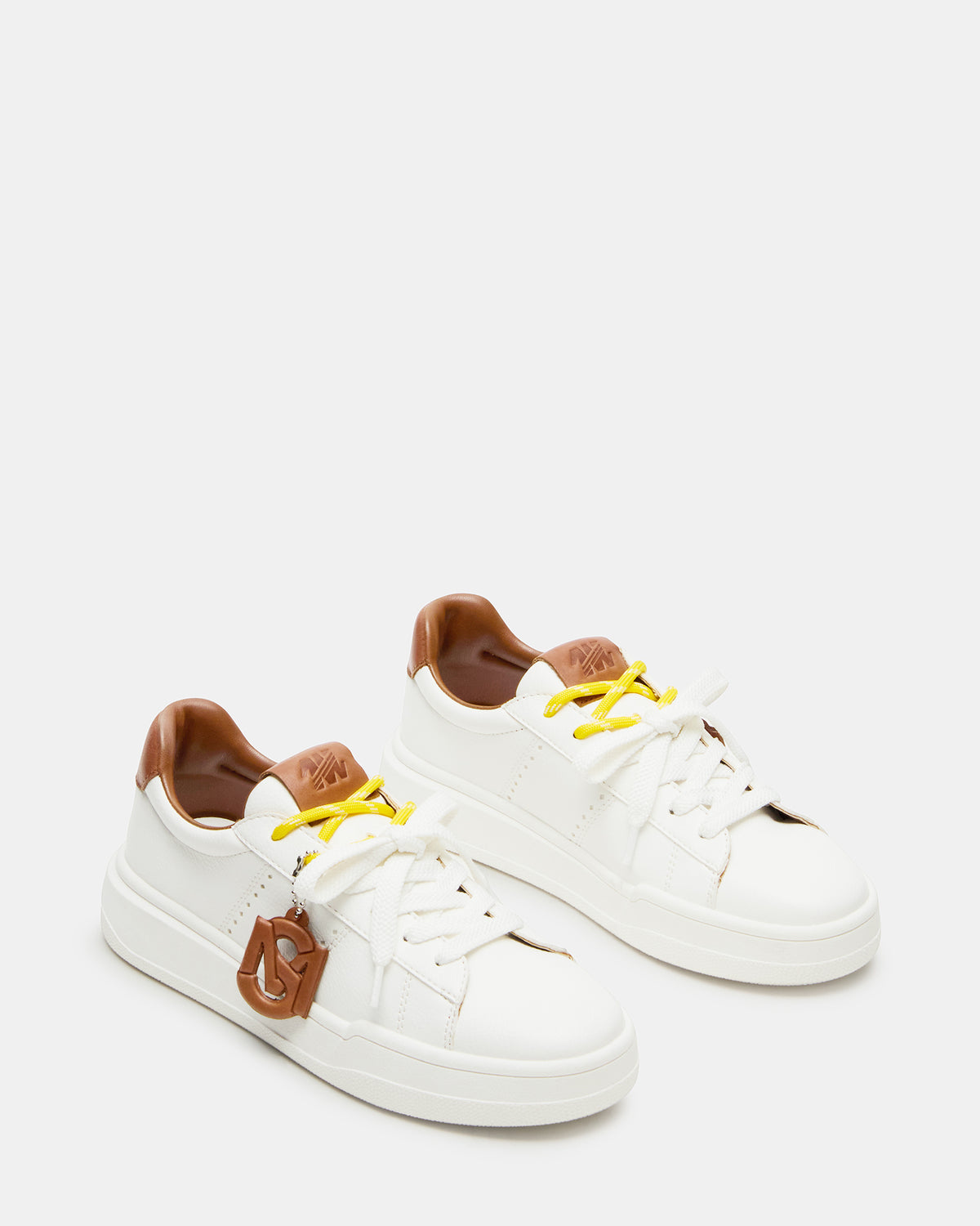 MARVIN White/Tan Low-Top Lace-Up Women's Sneaker | Steve Madden Signature