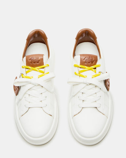 MARVIN White/Tan Low-Top Lace-Up Women's Sneaker | Steve Madden Signature