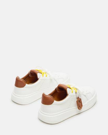 MARVIN White/Tan Low-Top Lace-Up Women's Sneaker | Steve Madden Signature