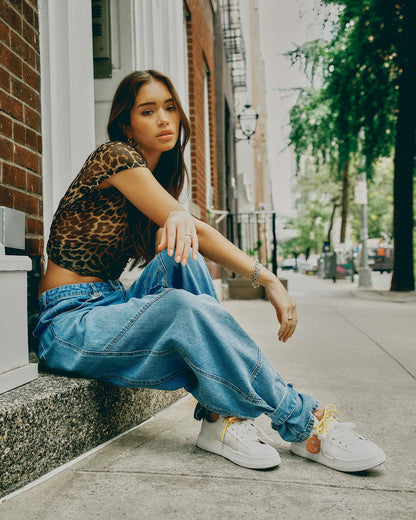 MARVIN White/Tan Low-Top Lace-Up Women's Sneaker | Steve Madden Signature