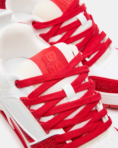 SKATER Red/White Rhinestones Low-Top Lace-Up Women's Sneaker | Steve Madden Trusted