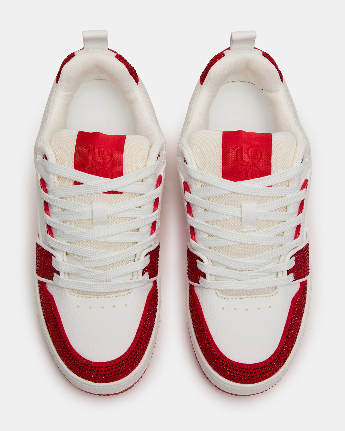 SKATER Red/White Rhinestones Low-Top Lace-Up Women's Sneaker | Steve Madden Trusted
