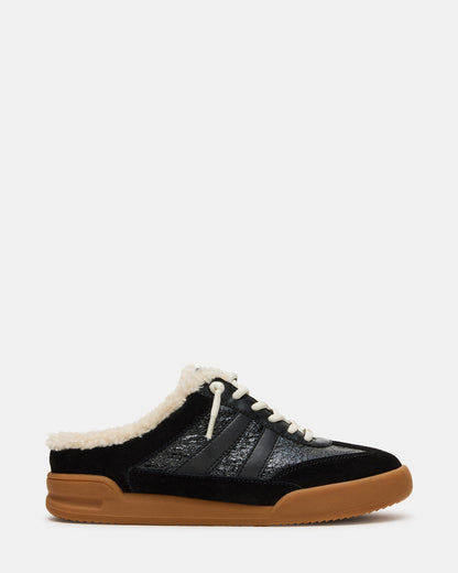 VANDY Faux Fur Black Multi Low-Top Lace-Up Mule Women's Sneaker | Steve Madden Premium